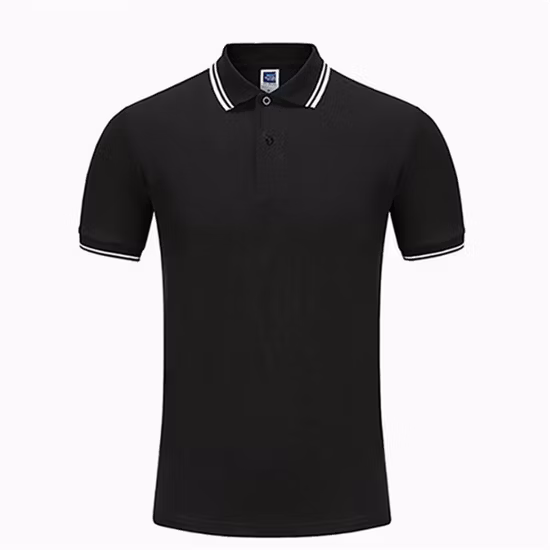 Polo da golf da uomo in cotone tinta unita bianco bianco nero con ricamo logo personalizzato