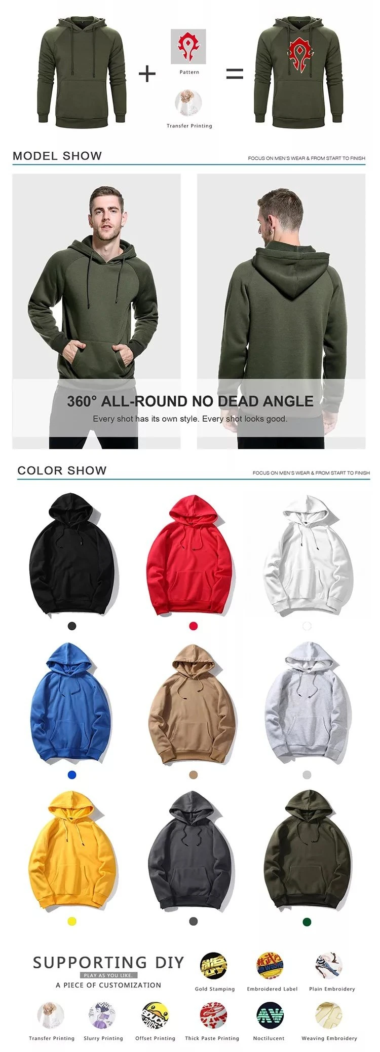 Wholesale Custom Men Fleece Hoodie Designer Clothing Plain Printing Embroidery Hoodies Sweatshirts Plus Size Oversized Loose Blank Women Unisex Hoody