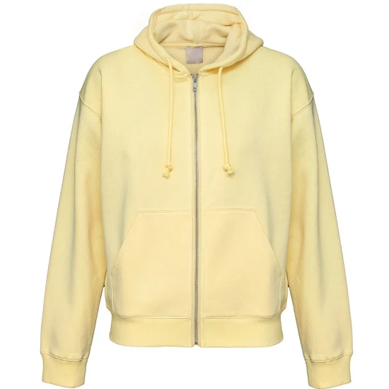 Felpa con cappuccio vintage full zip, alta qualità, semplice, pesante