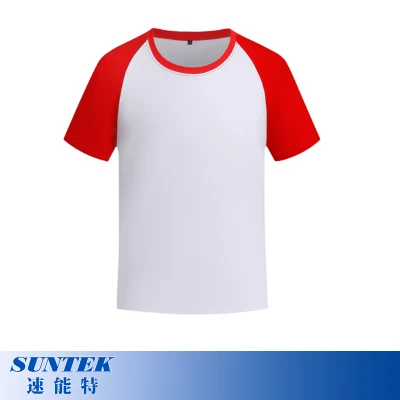 T-shirt a maniche corte raglan con cuciture colorate in poliestere sublimato per bambini