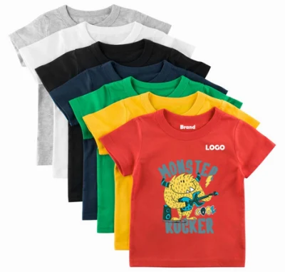 T-shirt in cotone tinta unita di marca per bambini, neonati e bambini piccoli