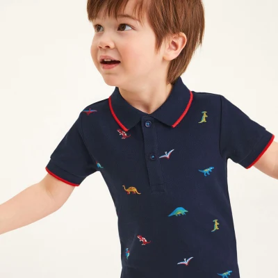 T-shirt per ragazzi all'ingrosso Polo a maniche lunghe 100% cotone T-shirt per bambini per bambini T-shirt polo uniforme scolastica per bambini