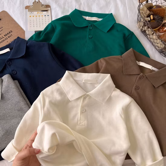 Polo a maniche lunghe per bambini e ragazzi con colletto