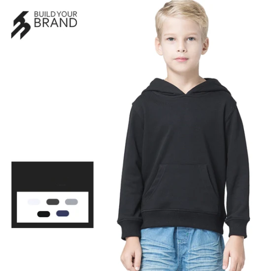 Logo personalizzato all'ingrosso per bambini ragazzi ragazze felpa con cappuccio pullover in tinta unita vuota